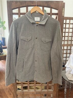 Billy Reid Gray Quilted Shirt Jacket